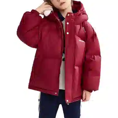 鸭鸭 时尚短款鸭绒印花厚实保暖防风防雨羽绒服 青少年