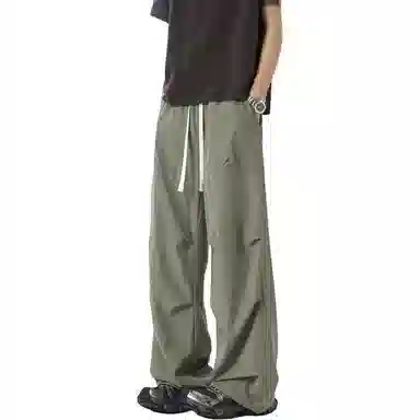 顶峰保罗 褶皱美式伞兵凉感透气直筒长裤薄款潮牌运动百搭宽松舒适设计感阔腿休闲裤 男女同款