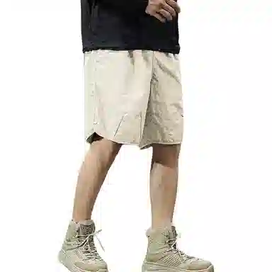 遨宇 美式夏威夷户外机能多巴胺轻薄速干工装男潮牌宽松大码高端排扣沙滩裤子男五分裤休闲短裤 男款