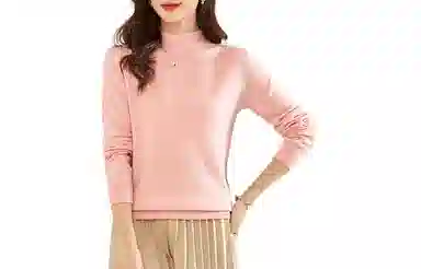 恒源祥 纯色半高圆领针织打底套头毛衣 女款