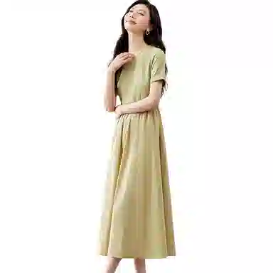 潞优野 简约通勤收腰显瘦短袖连衣裙 女款