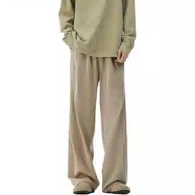 顶峰保罗 凉感透气美式压褶垂感外穿长裤子无性别主义潮流薄款舒适宽松百搭高级感直筒休闲裤 男女同款