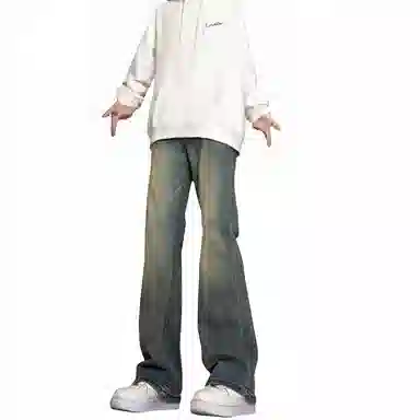 木林森 美式高街复古废土风水洗做旧中腰宽松直筒通勤百搭亲肤柔软舒适休闲耐磨垂感牛仔裤 男女同款