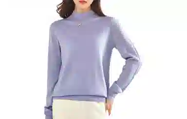 恒源祥 纯色半高圆领针织打底套头毛衣 女款