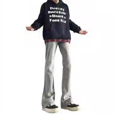 木林森 美式高街复古废土风水洗做旧中腰宽松直筒通勤百搭亲肤柔软舒适休闲耐磨垂感牛仔裤 男女同款