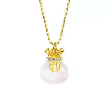 中国珠宝 福袋高级感轻奢如意招财吊坠 玉髓 玉石项链 女款