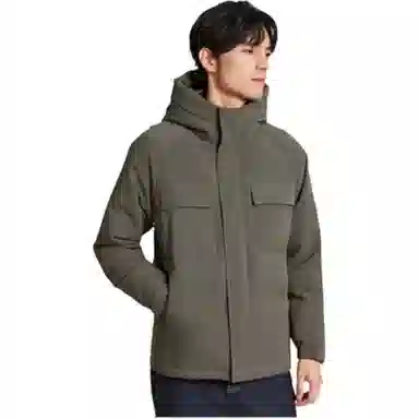 梦特娇 休闲防寒保暖连帽纯色经典羽绒服 男款