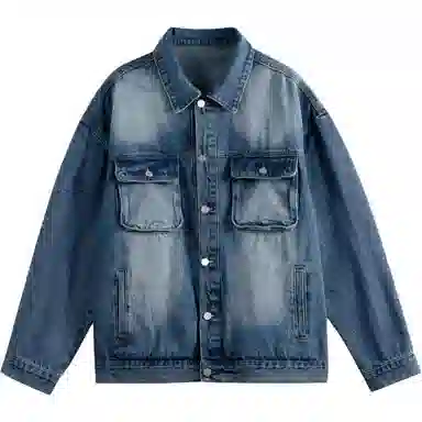 【dme】 美式简约工装复古夹克日系春秋潮牌水洗渐变上衣宽松休闲情侣百搭舒适时尚长袖牛仔外套 男女同款