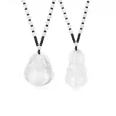 鸳鸯金楼 新中式国风系列 温润弥勒佛像 高级感浅色观音/弥勒佛编绳串珠 玉髓 项链 男女同款情侣款