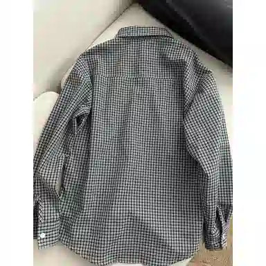 颂希尔 美式复古潮流条纹格子衬衣外套情侣宽松休闲百搭长袖衬衫 男女同款
