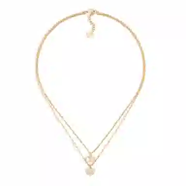 DIOR Double Chain Heart Pendant Necklace Gold