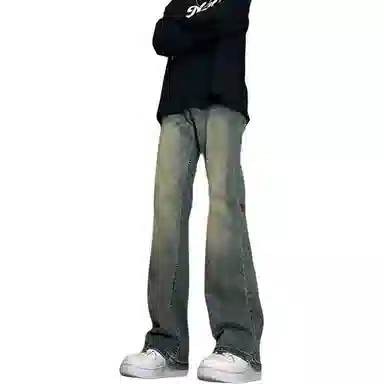 布客行 微喇弯刀美式高街风纯色做旧水洗显高显瘦潮流窄版裤牛仔裤 男女同款