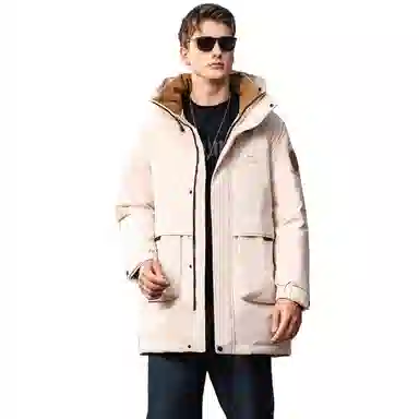 鸭鸭 户外工装系列 连帽时尚韩版加厚休闲运动中长款羽绒服 男女同款