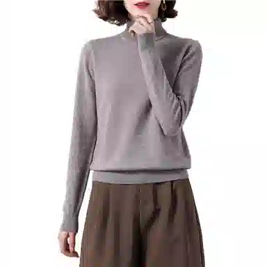 恒源祥 纯色高领修身休闲套头长袖毛衣 女款