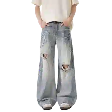 PANDA ADEVIL Distressed Vintage Wide Leg Jeans