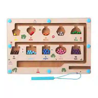 图米鱼 木质磁性计数运算颜色分类磁笔走珠移位游戏亲子互动安全环保 早教益智玩具