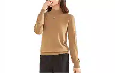 恒源祥 纯色半高圆领针织打底套头毛衣 女款