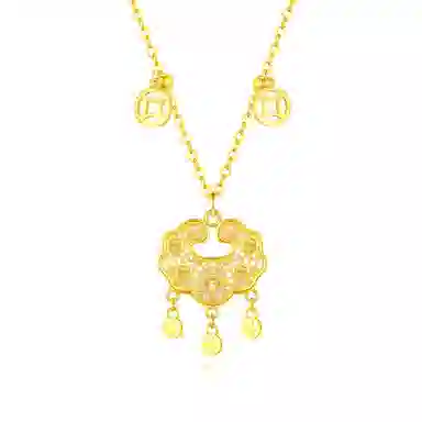 【S925银 四方来财】 七好美银 铜钱平安锁新中式国潮复古新颖轻奢精致招财纳福福气满满福运祥云长命锁极简高级百搭#好运 首饰 项链 女款