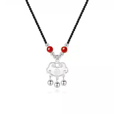 【999足银纯银心想事成 】 七好美银 平安锁国潮新中式纳福精致轻奢小众简约吉祥副锁吊坠时尚百搭#好运 首饰 项链 男女同款情侣款