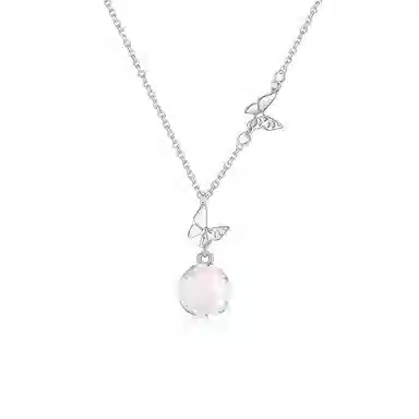 【S999足银|招财招桃花玄学】六桂福珠宝 白月光荔枝冻 财运蝴蝶连理枝清透少女心氛围感新中式气质小众 福韵金 好运 玉髓 玉石项链 女款