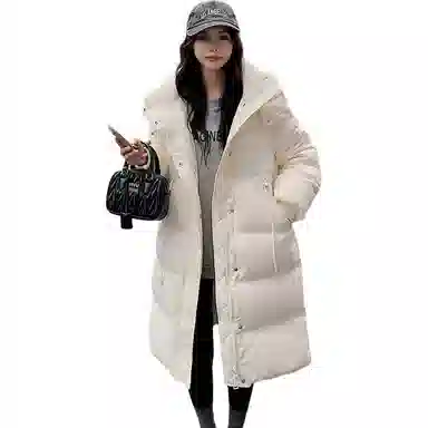 鸭鸭 加厚纯色连帽羽绒服 女款