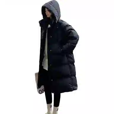 鸭鸭 加厚纯色连帽羽绒服 女款