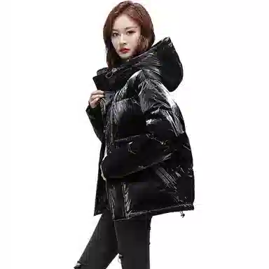 鸭鸭 字母拉链连帽羽绒服 女款