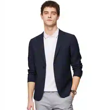 红豆 轻薄透气肌理感弹力商务西装 男款 蓝色