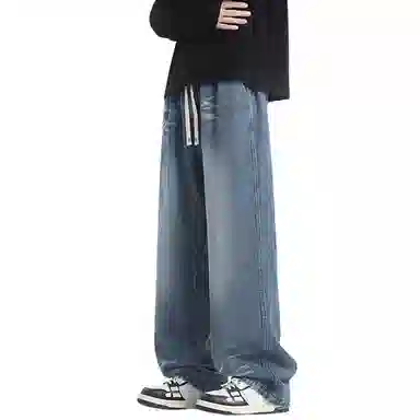 悍戈 美式复古宽松直筒百搭休闲显高显瘦潮牌长裤牛仔裤 男女同款