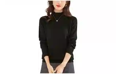 恒源祥 纯色半高圆领针织打底套头毛衣 女款