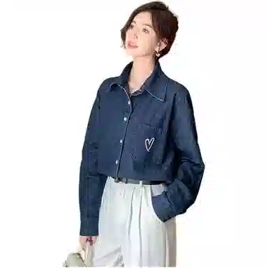 水中花 刺绣气质百搭长袖牛仔衬衫 女款