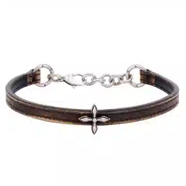 SMFK COMPASS RIVET PATINA LEATHER CHOCKER SMALL
