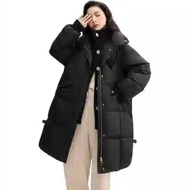 鸭鸭 纯色立领加厚休闲长袖羽绒服 女款