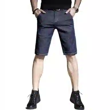 贵色 夏季 休闲宽松百搭时尚舒适五分中腰合身纯色拉链牛仔短裤 男女同款