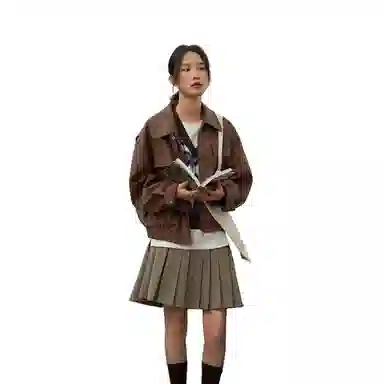 玉儿恋 落肩宽松百搭皮衣 女款