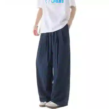 哲源 美式复古纯色简约直筒休闲裤 男女同款