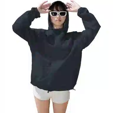 黑恐龙 潮牌夏季百搭休闲宽松舒适柔软亲肤户外运动时尚长袖连帽 透气防晒服 男女同款