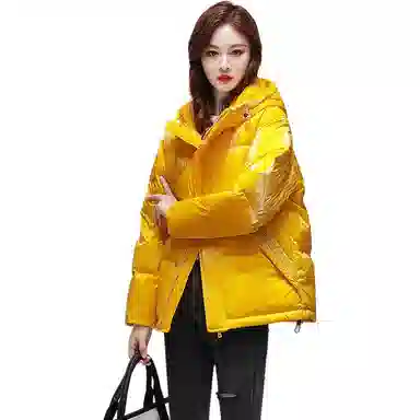 鸭鸭 字母拉链连帽羽绒服 女款