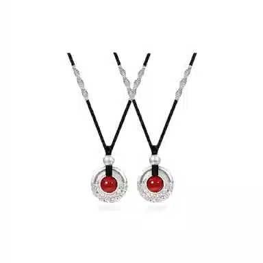 嘉翠云 平安扣相思豆 新中式国潮小众设计 祥云乾坤圈吉祥如意平安顺遂金箍圈 精致时尚百搭 琉璃 项链 男女同款情侣款