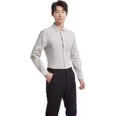 古鲨 竖条纹冰丝英伦商务休闲衬衣长袖衬衫 男款