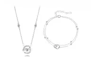 牧言 冷淡风气质简约小众设计高级感 光面立体闪耀灵动爱心圆环锁骨链双层叠戴手饰 合金  莫比乌斯组合套装 女款