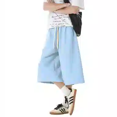 稻草人 美式复古设计感简约基础纯色宽松亲肤舒适凉感百搭日常通勤运动七分休闲短裤 男女同款