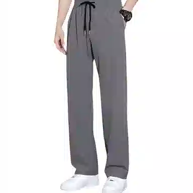 顶峰保罗 冰丝凉感透气宽松直筒长裤无性别主义潮牌薄款垂感阔腿速干运动百搭显瘦休闲裤 男女同款