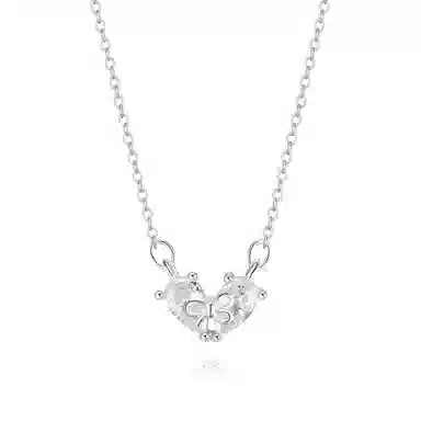 【S925银 甜美心动】 七好美银 爱心蝴蝶结 精致轻奢时尚优雅小清新 简约小众高级感设计 日常约会通勤百搭锁骨链 首饰 项链 女款