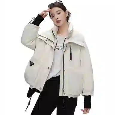 鸭鸭 百搭休闲短款立领夹克羽绒服 女款