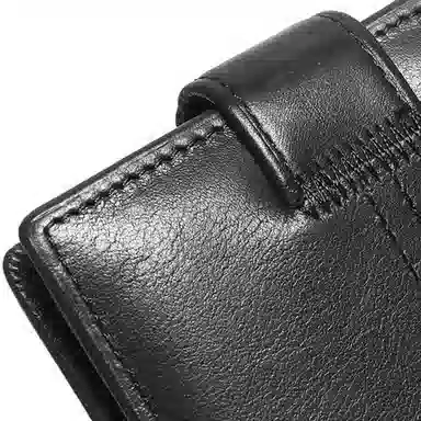 老人头 商务时尚短款多功能实用便携 头层牛皮 钱包 常规 男款 黑色