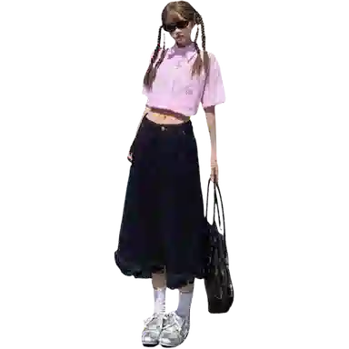 拾籍 复古高腰宽松百搭牛仔短裤 女款