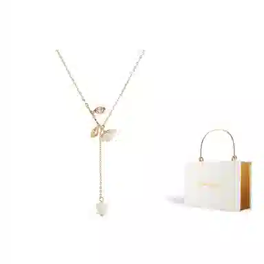 指尖瑰宝 法式玫瑰花 花朵流苏 温柔气质 锁骨链 项链 女款