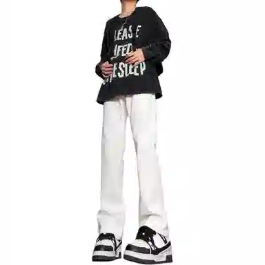 布客行 微喇弯刀美式高街风纯色做旧水洗显高显瘦潮流窄版裤牛仔裤 男女同款