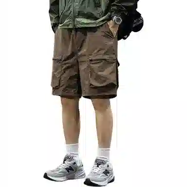 遨宇 美式高街经典户外机能潮牌运动学院风工装极简慵懒风薄款速干五分裤宽松直筒运动中裤休闲短裤 男款